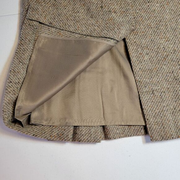 St Michael Vintage German Wool Classic Tan Skirt Pleated Hem Tea Length - Picture 10 of 12